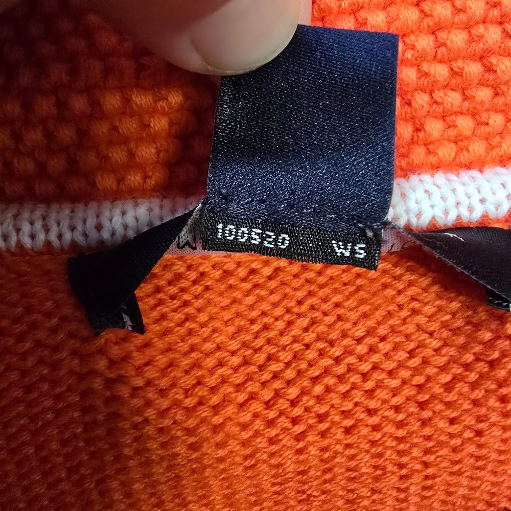 Tommy Hilfiger Orange Argyle Shawl Collar Cardigan Gold Crest Button Sweater M - Picture 4 of 12